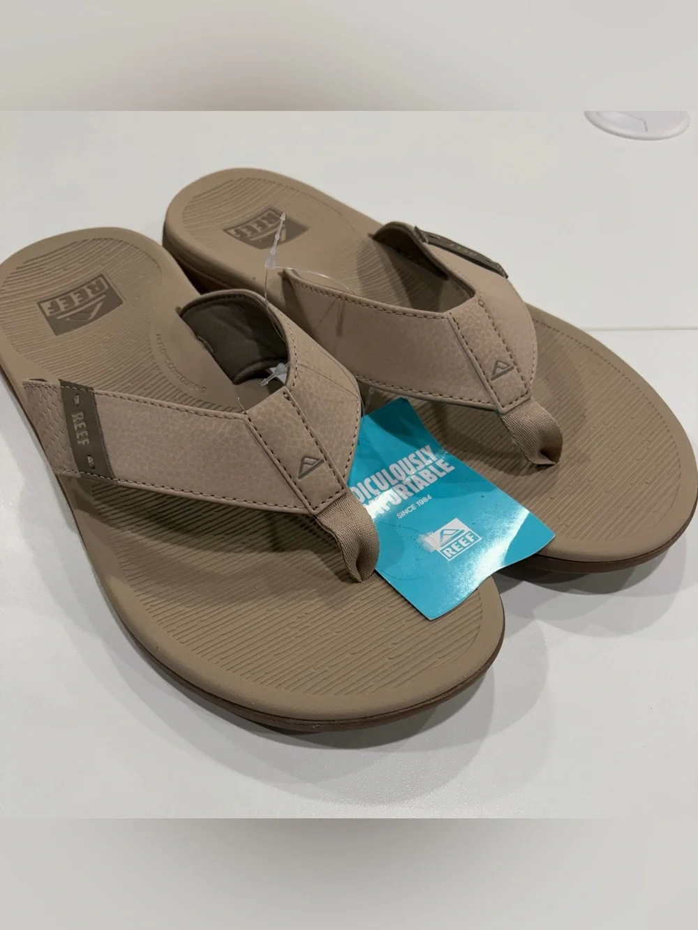 Reef Men's Size 12 Santa Ana Sandals Flip Flops Tan NWT Sand Vegan Leather Strap